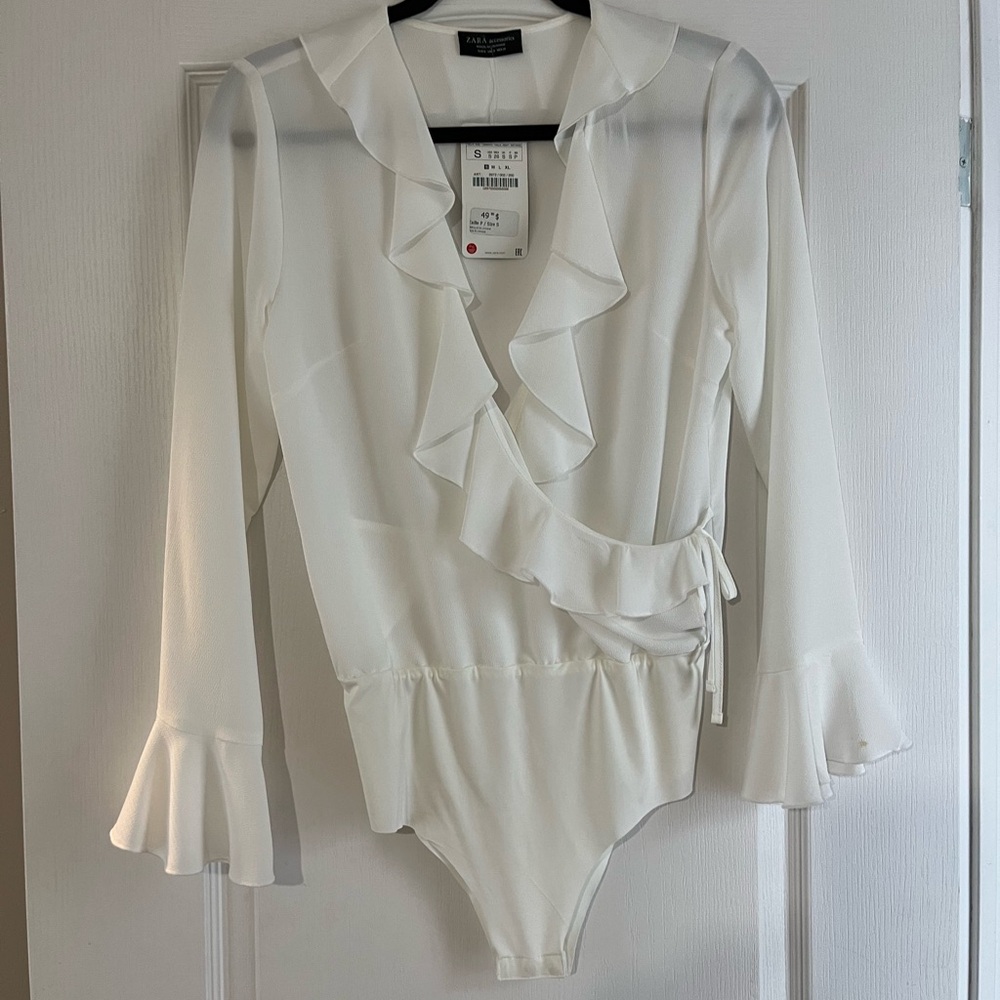 White Ruffled Bodysuit